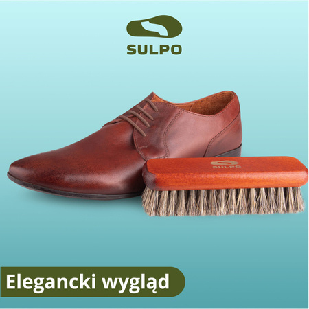 Drewniana szczotka z końskim włosiem do czyszczenia obuwia ze skóry 16 cm - W056_LK
