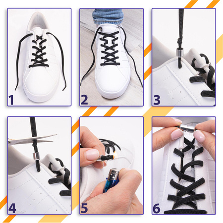 Elastyczne sznurówki do butów bez wiązania Modna szarość S017