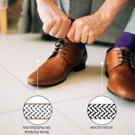 Sznurówki woskowane 100% bawełna do eleganckich butów okrągłe Granatowe SN_2001